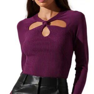 ASTR the Label Twist Neck Cutout Sweater
